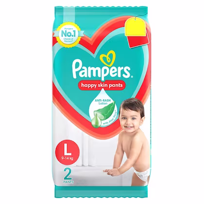 PAMPERS HAPPY SKIN PANTS (L) 9-14 KG 2PANTS