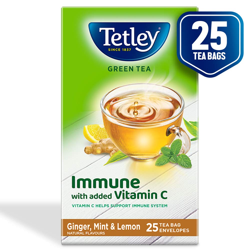 Tetley Green Tea 25 Tea Bag Ginger, Mint & Lemon Flavoured